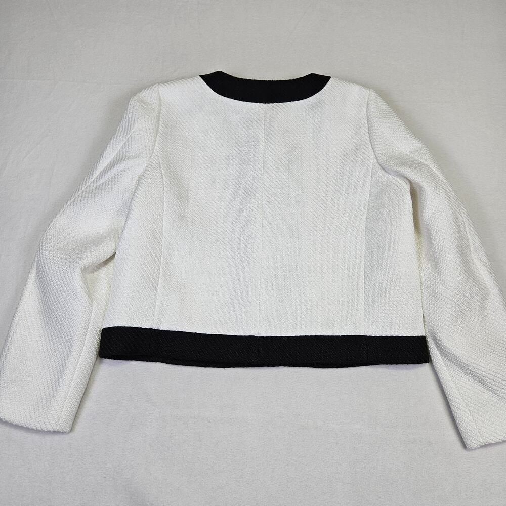 J.Crew Tweed Lady Jacket Womens 12 Black White Preppy Blazer Gold Crested Button - Picture 15 of 16